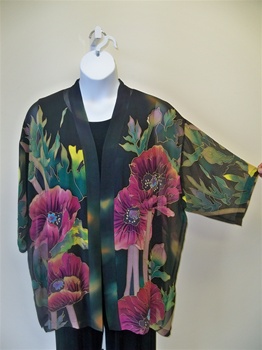 Floral Silk  Kimono Jacket   Plus Size