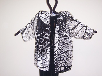 Silk  Kimono Jacket  Black & White  Plus Size