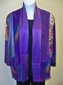 Patchwork  Silk  Jacket   Plus Size
