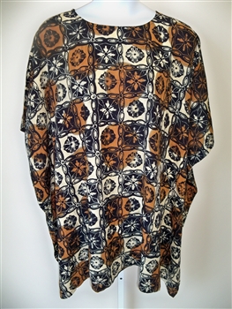 Brown and Beige Squares  Art Wear  Tunic