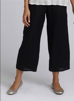 Flax Linen Wide Leg Floods Pant - Black